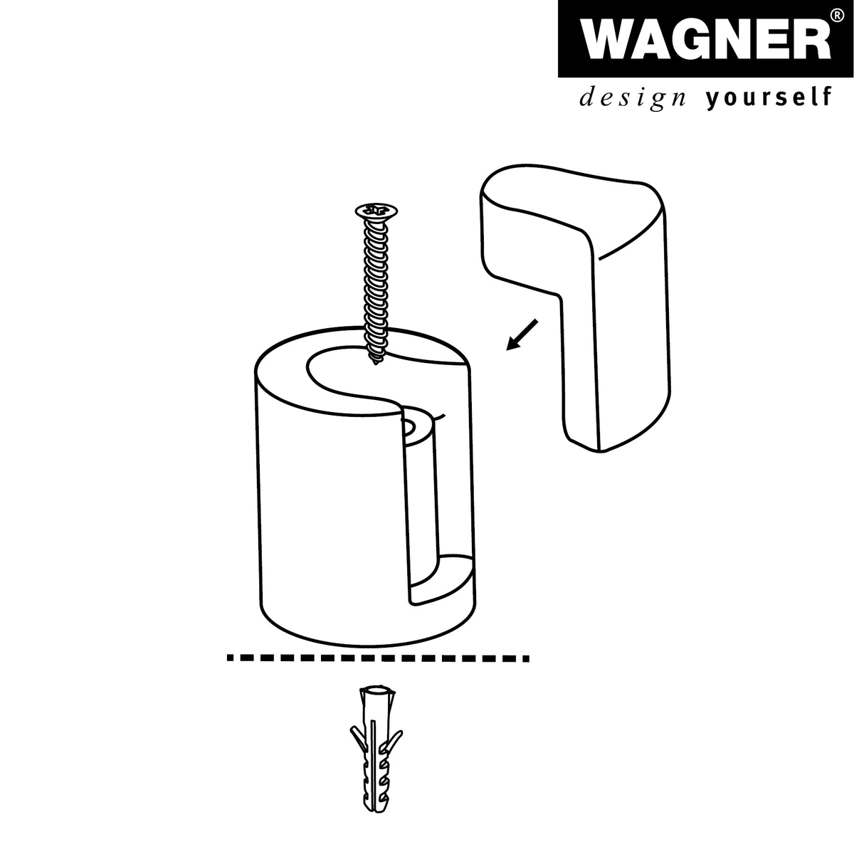 Door stopper installation diagram with screw and mounting materials.