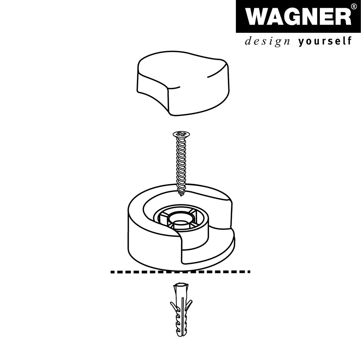 Door stopper installation diagram with screw and wall plug.