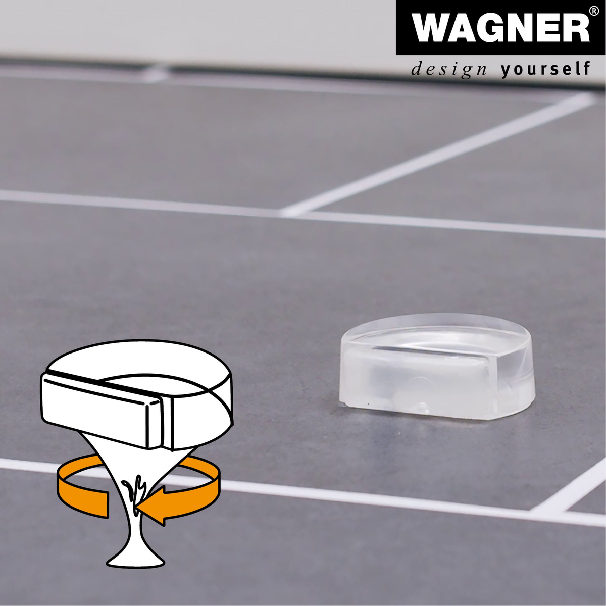 Door Stopper Clear 1.77&quot; x 1.54&quot; x 0.63&quot;, floor mount, Wagner design, durable synthetic with rubber guard, self-adhesive.