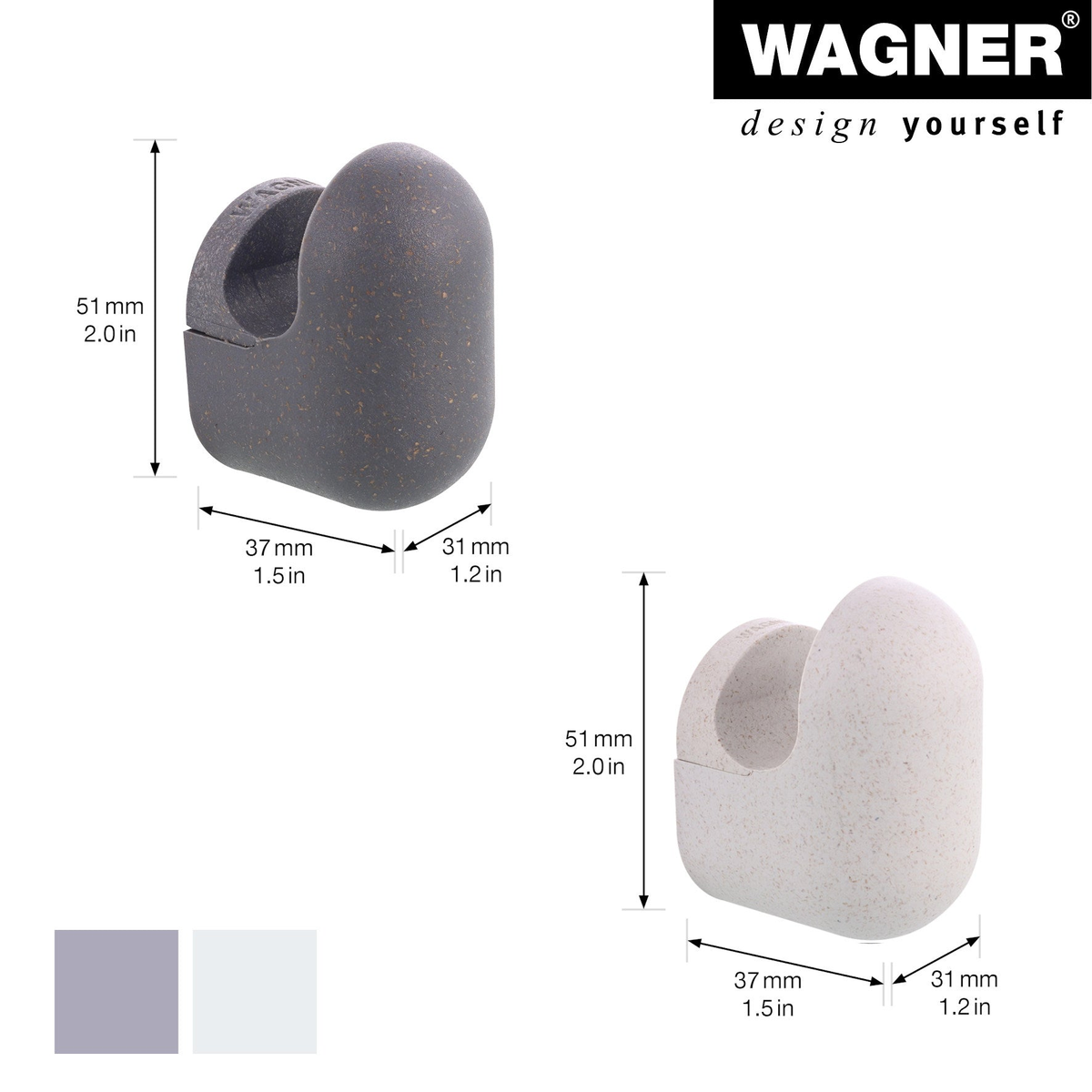 Small Slate/Light Gray Pill Design Multipurpose Wall Hooks 4 Pack for organizing essentials in hallways, kitchens, and bathrooms.