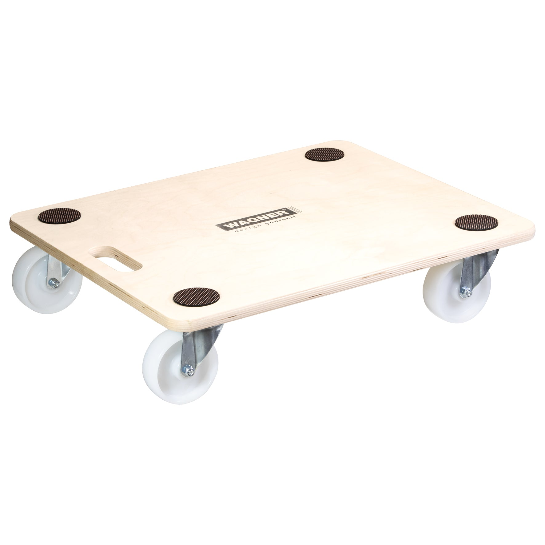 19" 880 lb capacity wood furniture moving dolly with premium casters and handle, made in Germany.