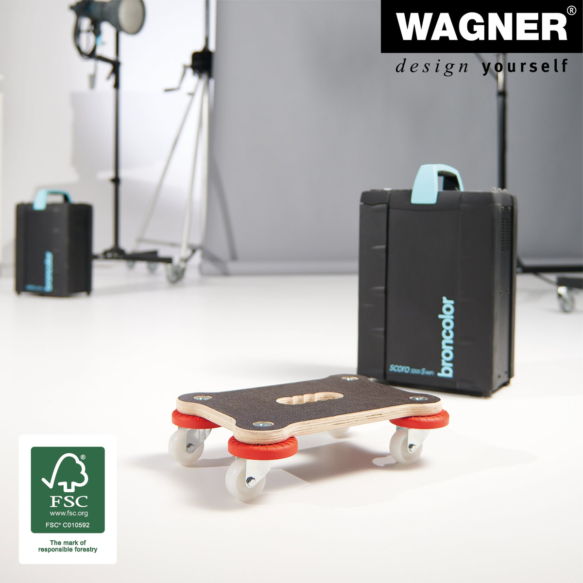 9&quot; Mini Maxigrip wood furniture moving dolly with 440 lb capacity, 13&quot; x 9&quot; size, featuring corner protectors and durable casters by Wagner.