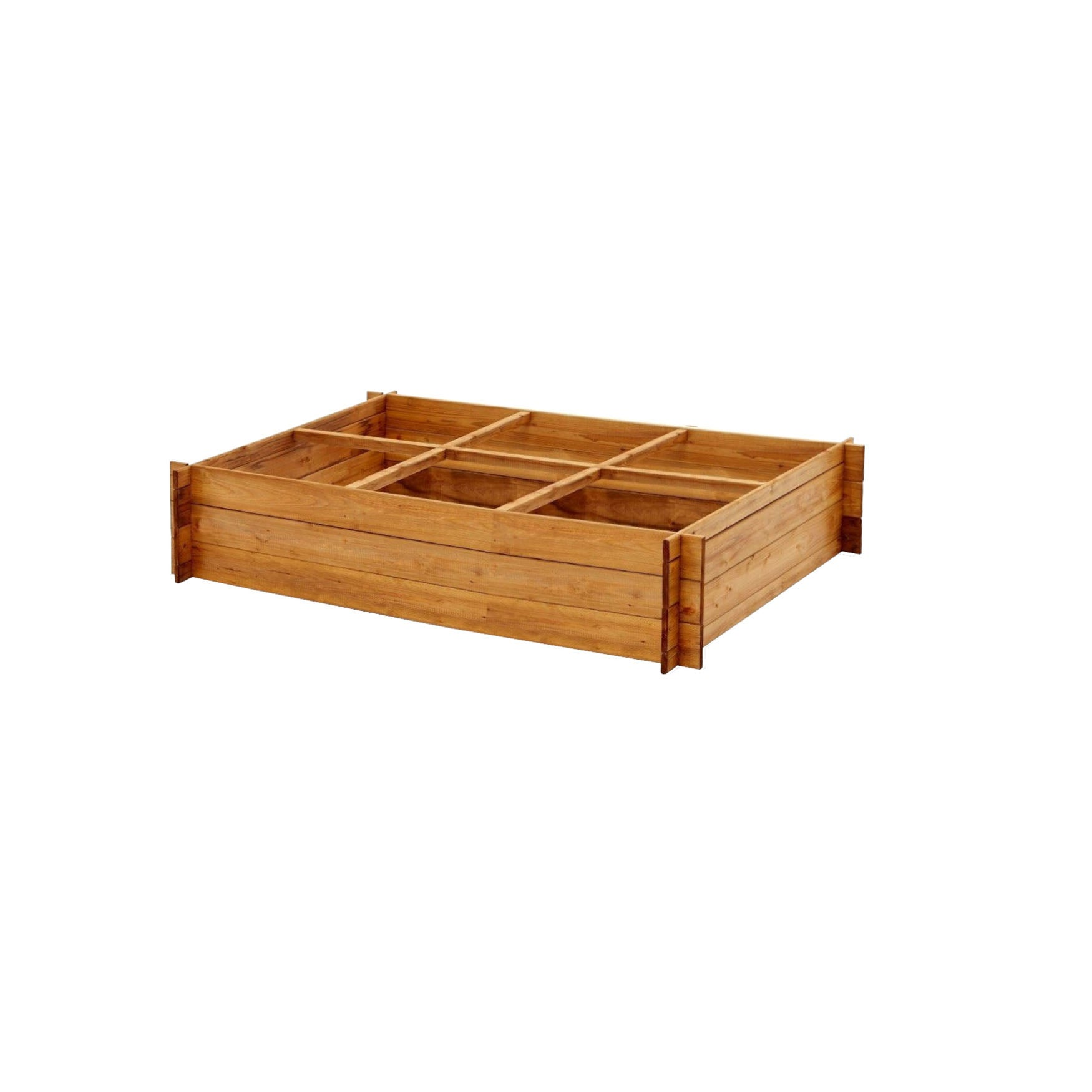 Rectangular on-ground wooden raised garden bed, 79" wide, ideal for extended growing seasons and pest protection.