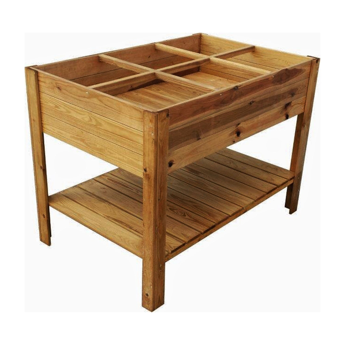 Rectangular Wooden Raised Garden Bed with Shelf, ergonomic design, sustainably sourced pine and spruce, 66-gallon capacity.