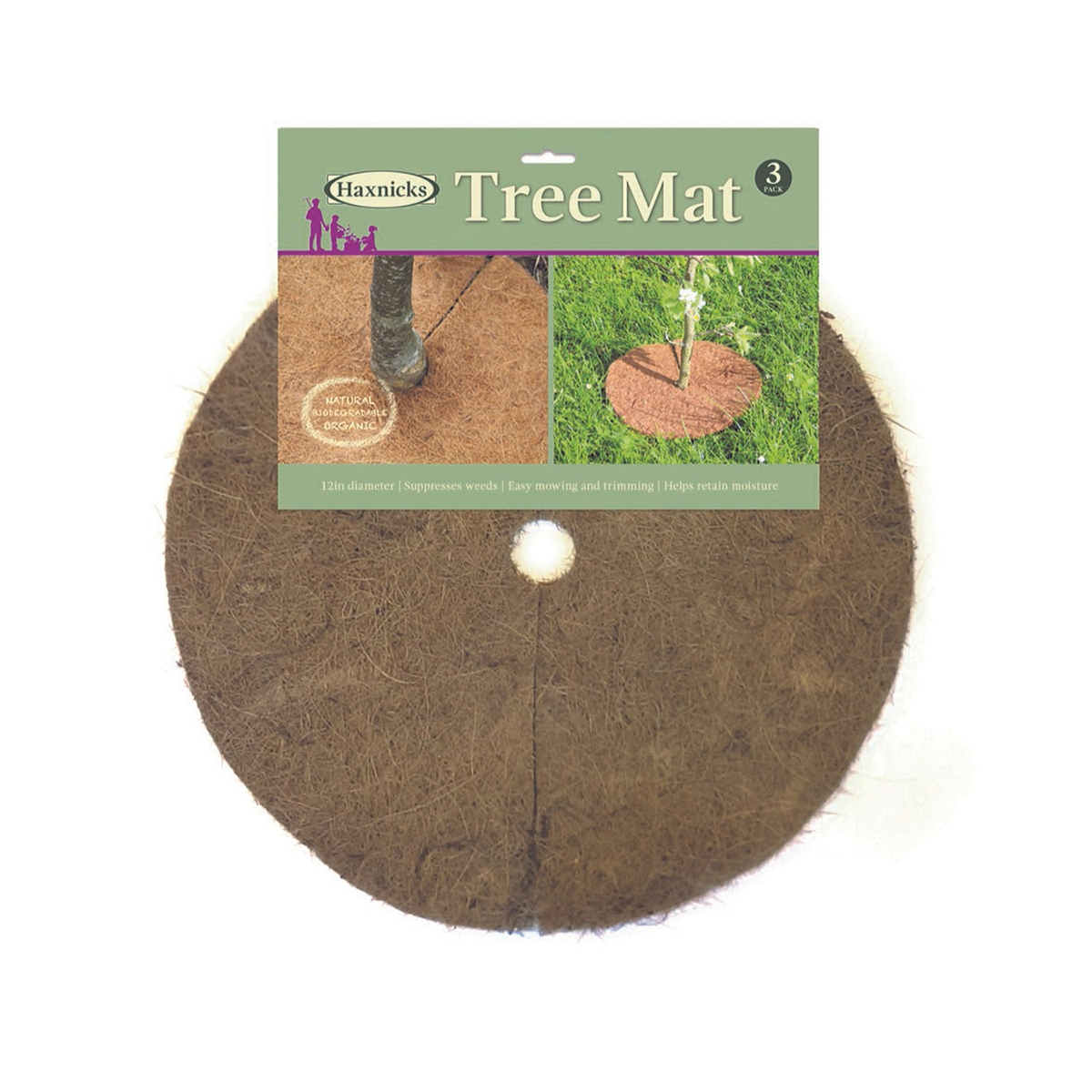 12&quot; Round Coco Tree Mat 3pk biodegradable mulch mats for tree care.