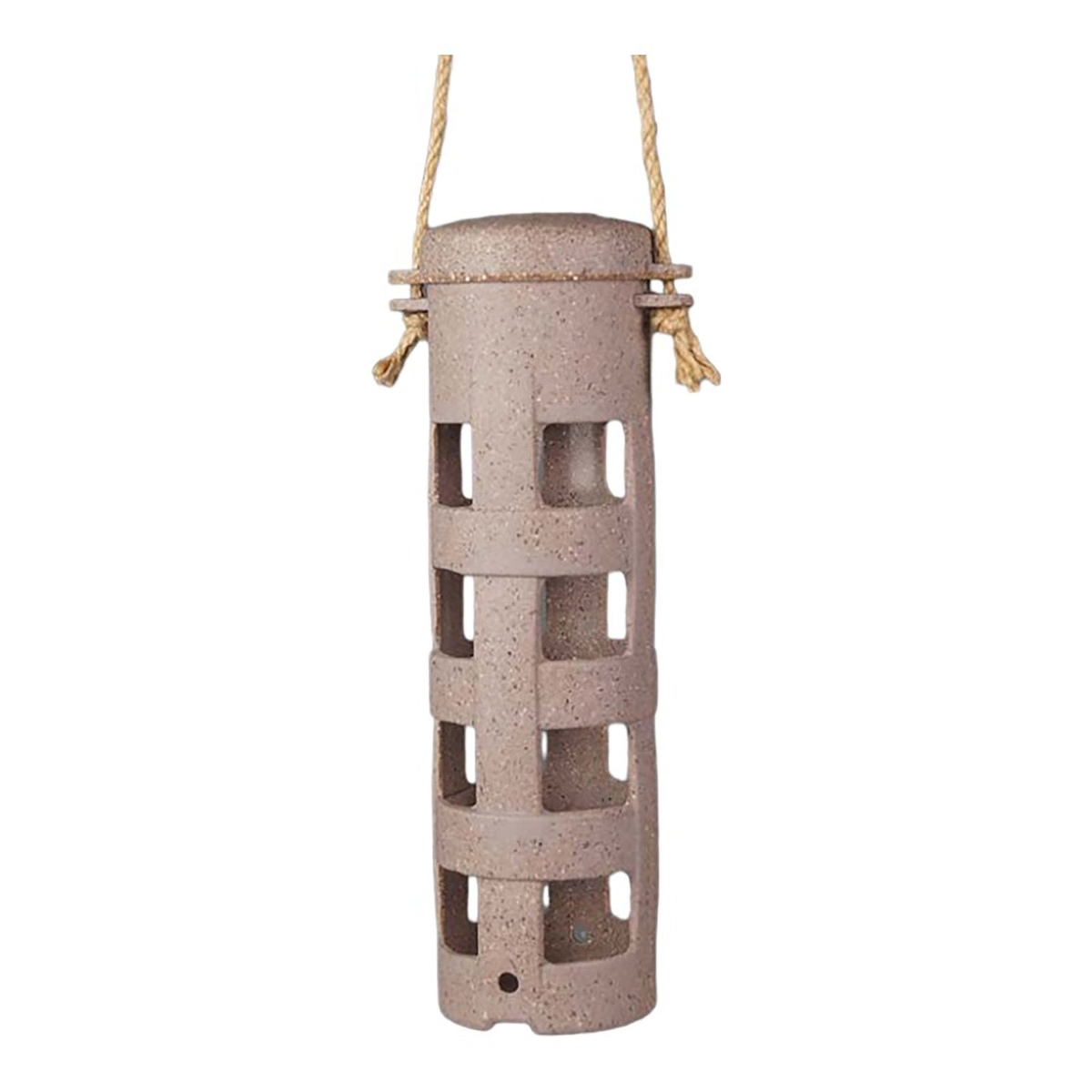 Earthy Sustainable Suet Ball Feeder made from Nut Husks, 9.06&quot; high, 2.5&quot; diameter, vegan-friendly.