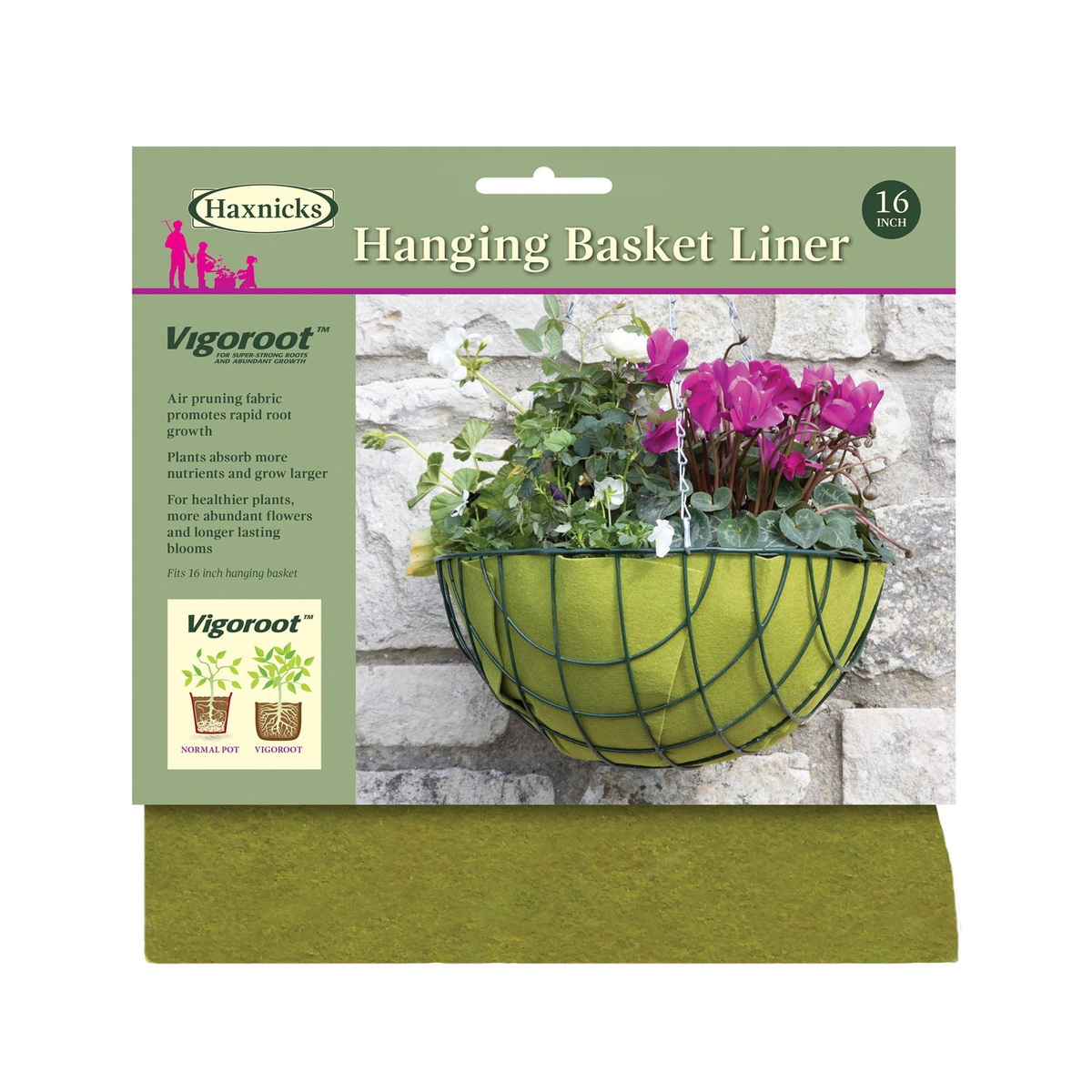 16&quot; Vigoroot Hanging Basket Liner for healthy root growth and vibrant plants