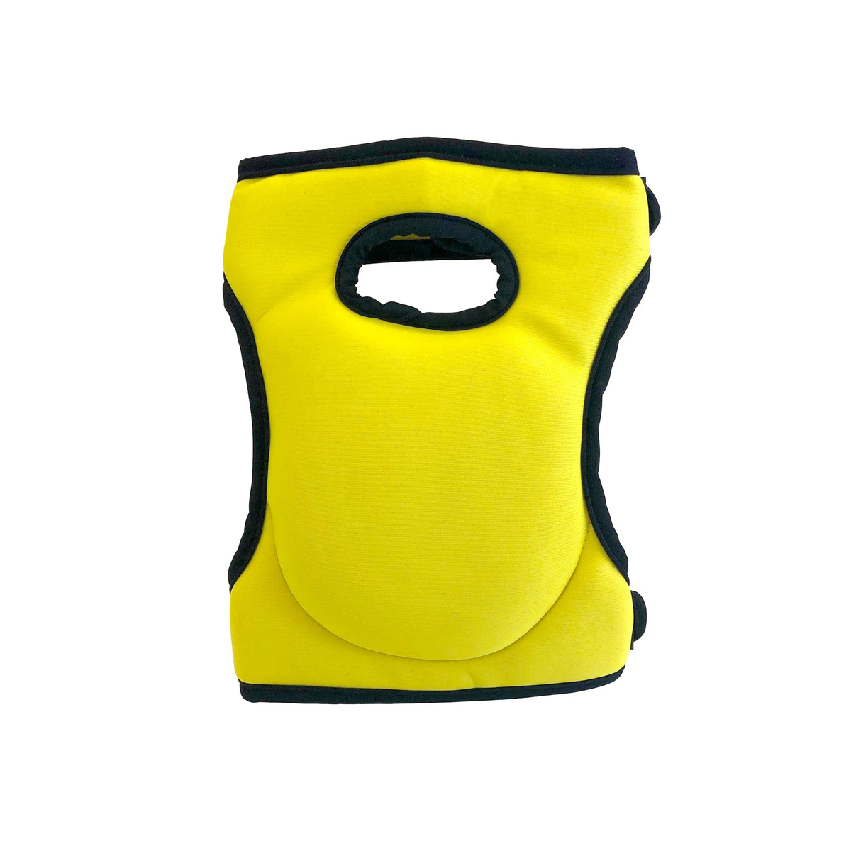 Yellow multipurpose memory foam knee pads, 10&quot;H x 7&quot;W, contoured design, vibrant neoprene cover.